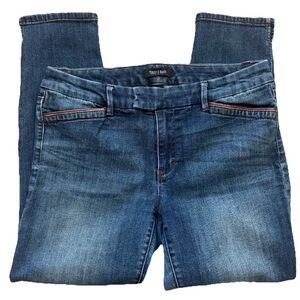 White House Black Market Skinny Crop Jeans 8 | Faux Leather Trim